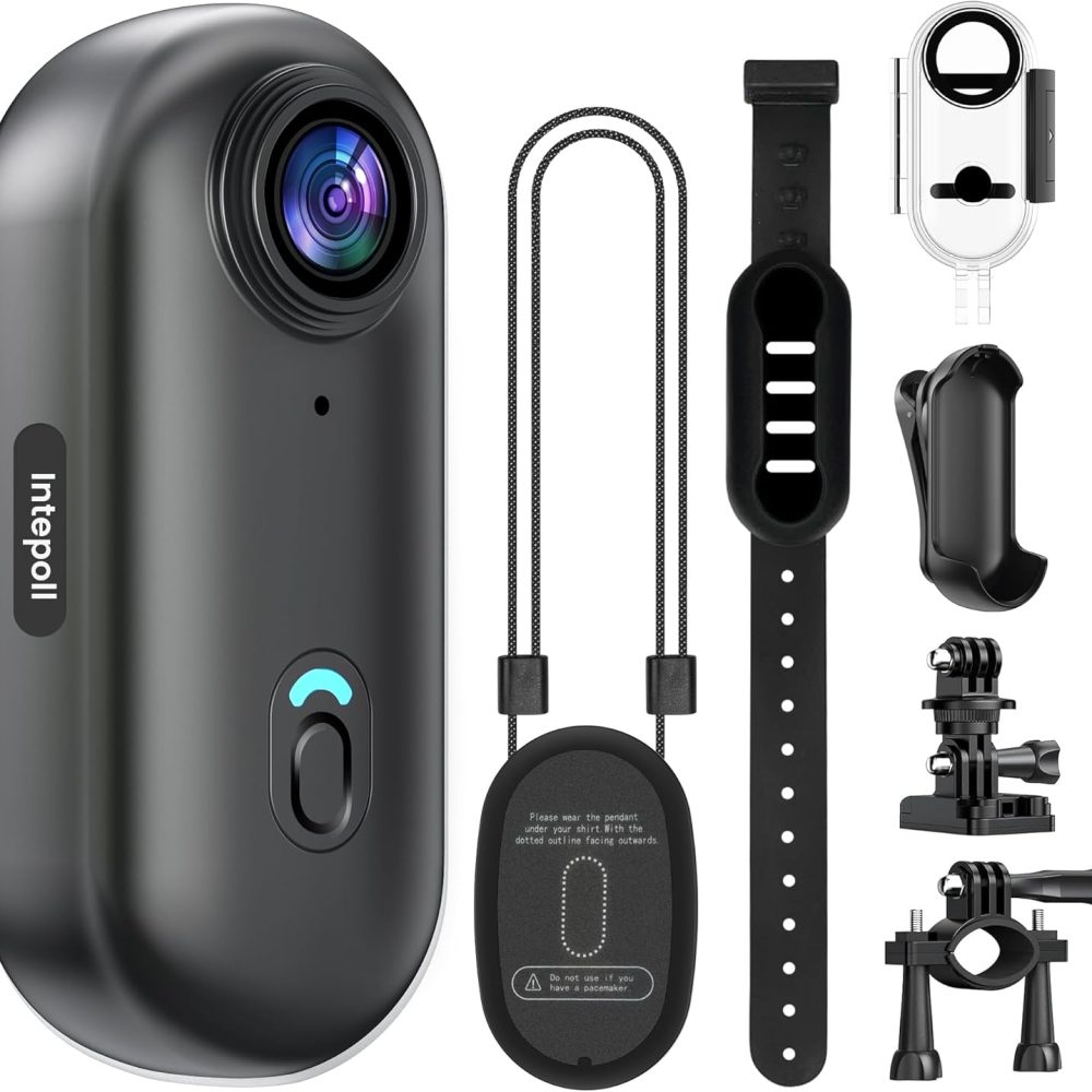 4K Mini WIFI Action Camera 128GB Thumb POV Portable Body Cam Wearable Video Recorder with IPX7 Waterproof Underwater Camcorder, Helmet Mount, Magnetic Sport DV for Bike Cycling, Pet, Vlogging(Black)