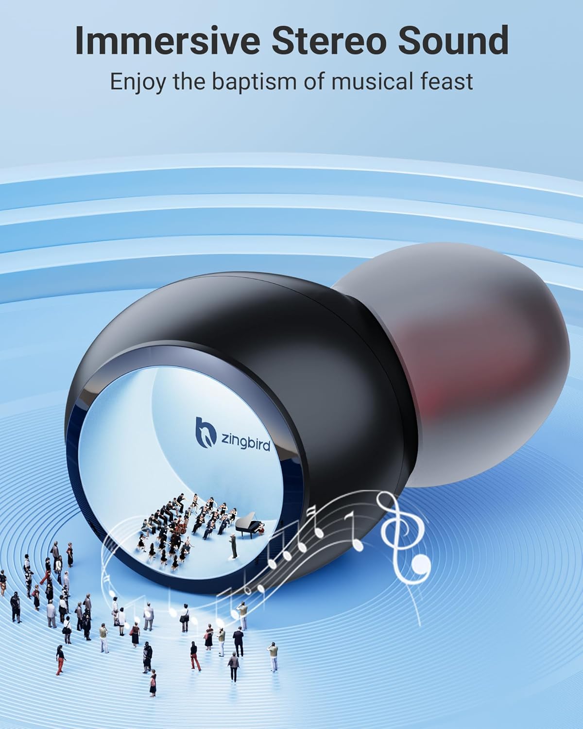 Ear Buds Wireless Earbuds Bluetooth 5.4 Headphones with LED Power Display, IPX8 Waterproof, Mini Earbud, Built-in Mic Calls, Ultra-Light, Stereo Earphones for Sports, Gym, Running, Workout, Black S - Image 5