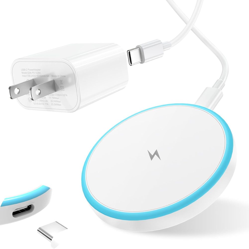 Magnetic Wireless Charger for iPhone 16 15 14 13 12 Series/AirPods 3/2/Pro 2/Pro - with 20W Power Adapter, 15W Wireless Mag-Safe Charging Pad and 6 FT USB-C to C Cable