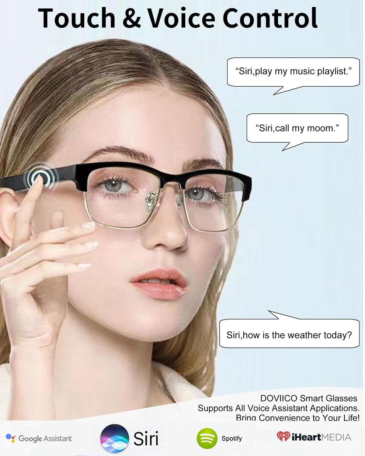 Smart Glasses Bluetooth Audio Glasses for Men Women with Built-in Mic & Speakers, Blue Light Filter & Polarized Sunglasses Lenses, Voice Assistant, Open Ear Music & HD Calling (Black Gold) - Image 4