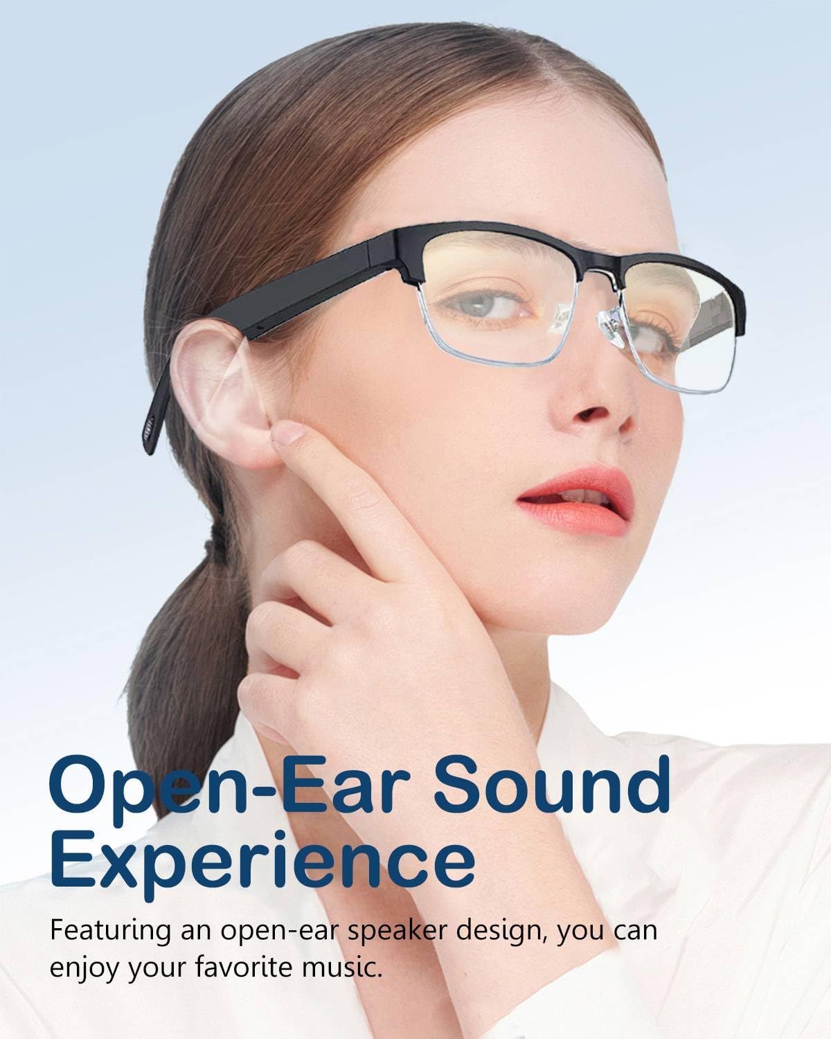 Smart Glasses Bluetooth Audio Glasses for Men Women with Built-in Mic & Speakers, Blue Light Filter & Polarized Sunglasses Lenses, Voice Assistant, Open Ear Music & HD Calling (Black Gold) - Image 5