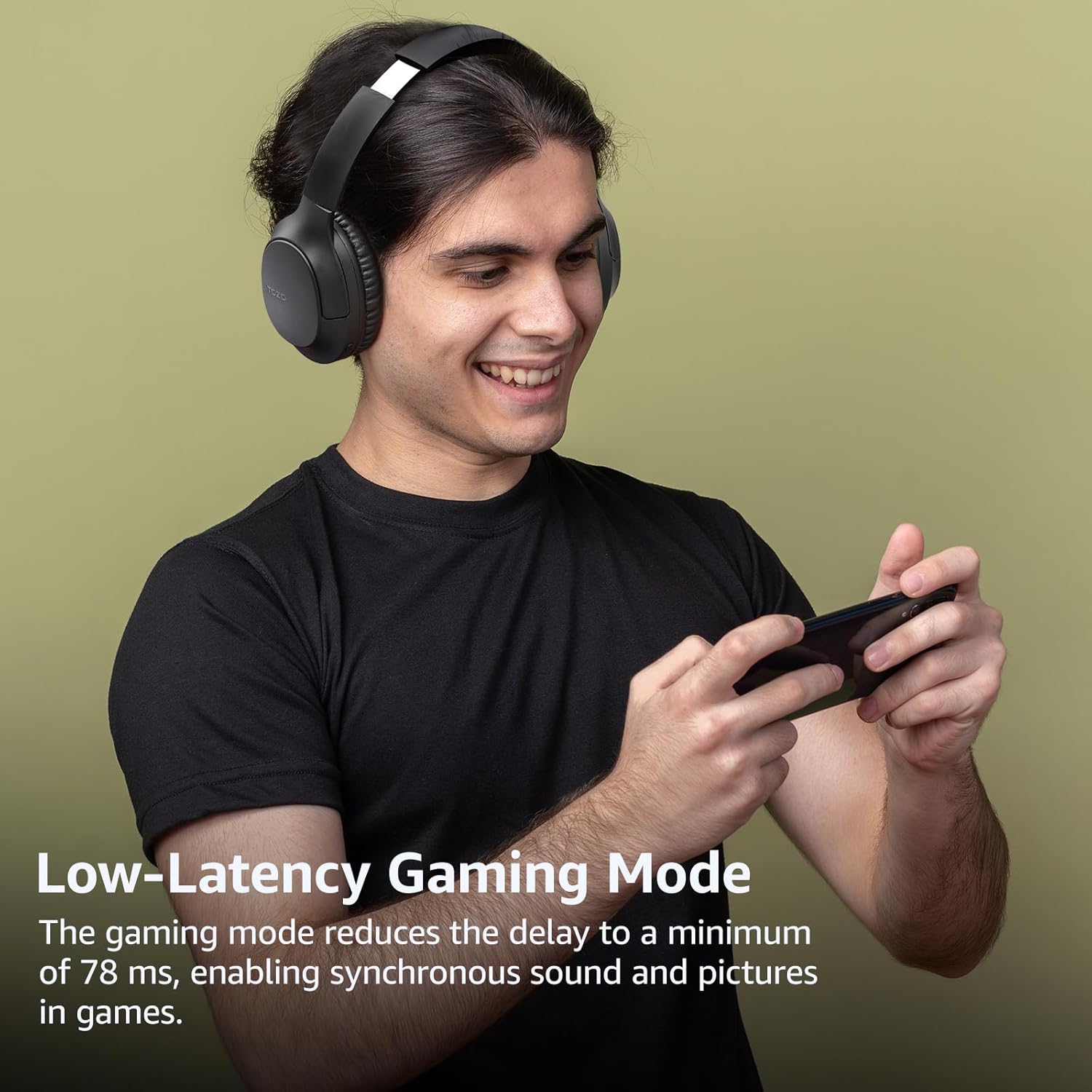 TOZO Bluetooth 5.4 Over Ear Headphones, ENC Call Noise Cancelling Mic, Foldable Wireless Headset, 70H Playback, Deep Bass Stereo Sound, Customizable EQ via Button & App, for Travel and Home, Upgraded - Image 6