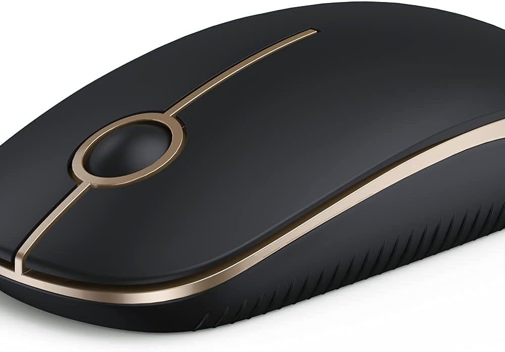 Vssoplor Wireless Mouse, 2.4G Slim Portable Computer Mouse with Nano Receiver Quiet Silent Optical Laptop Mouse for Notebook, PC, Laptop, Computer-Black and Gold