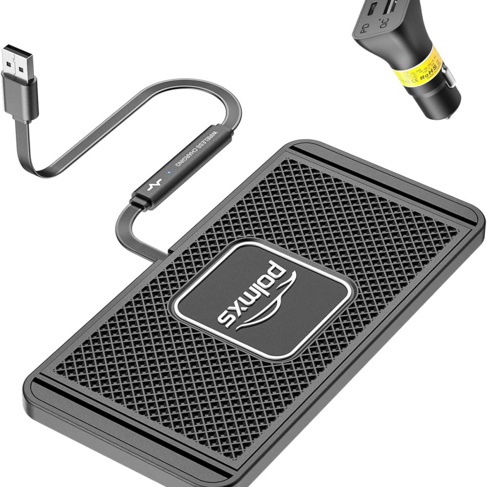 Wireless charger,POLMXS Wireless car charger Charging pad 15W Fast Wireless Phone Charger Non Slip Charger pad for car cell phoneWireless charging mat galaxy21/20 Note10 S9S10S8 (30cm Cable)(C2Y)