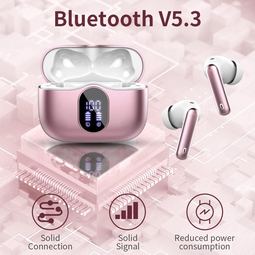 Wireless Earbuds, Bluetooth 5.4 Headphones HiFi Stereo, in Ear Earphones with 4 ENC Noise Cancelling Mics, 40H Playback Ear Buds with Mini Case, IP7 Waterproof Headset with LED Display, USB C Charging - Image 4